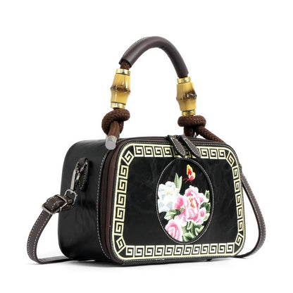 EXOTIC Bloom Embroidered Leather Handbag - exoticstore