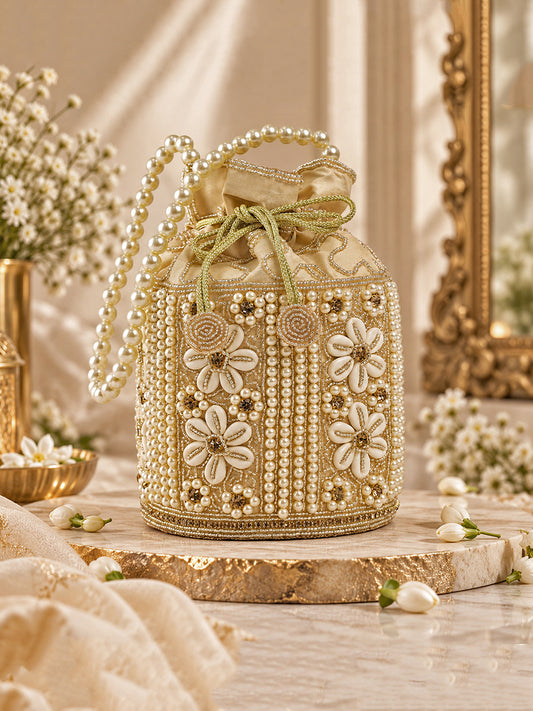 EXOTIC Zolara Pearl Embellished Potli Bag for Women
