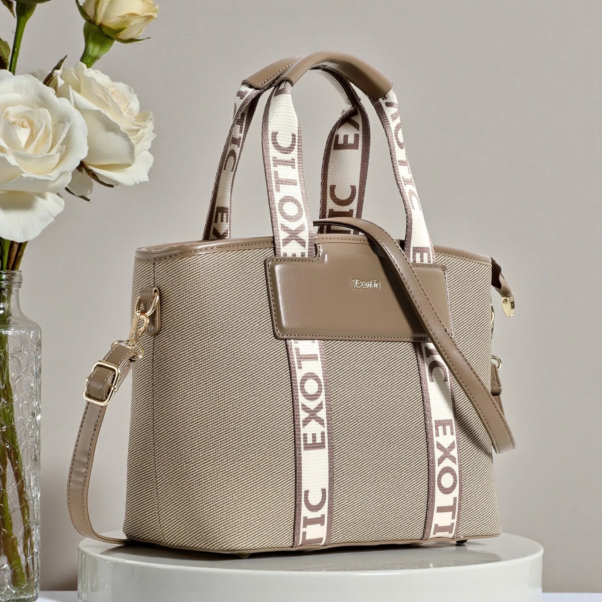 Exotic Premium Logo-Strap Women’s Tote Handbag - exoticstore