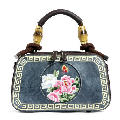 EXOTIC Bloom Embroidered Leather Handbag - exoticstore
