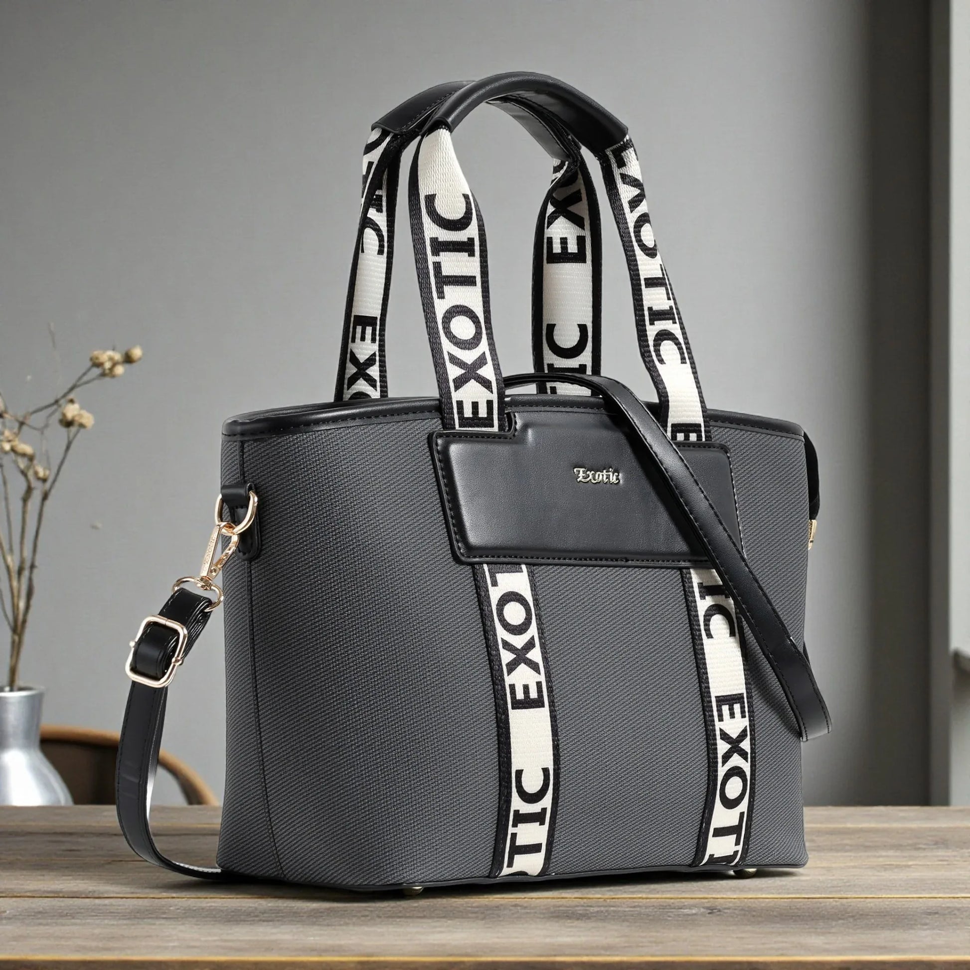Exotic Premium Logo-Strap Women’s Tote Handbag - exoticstore