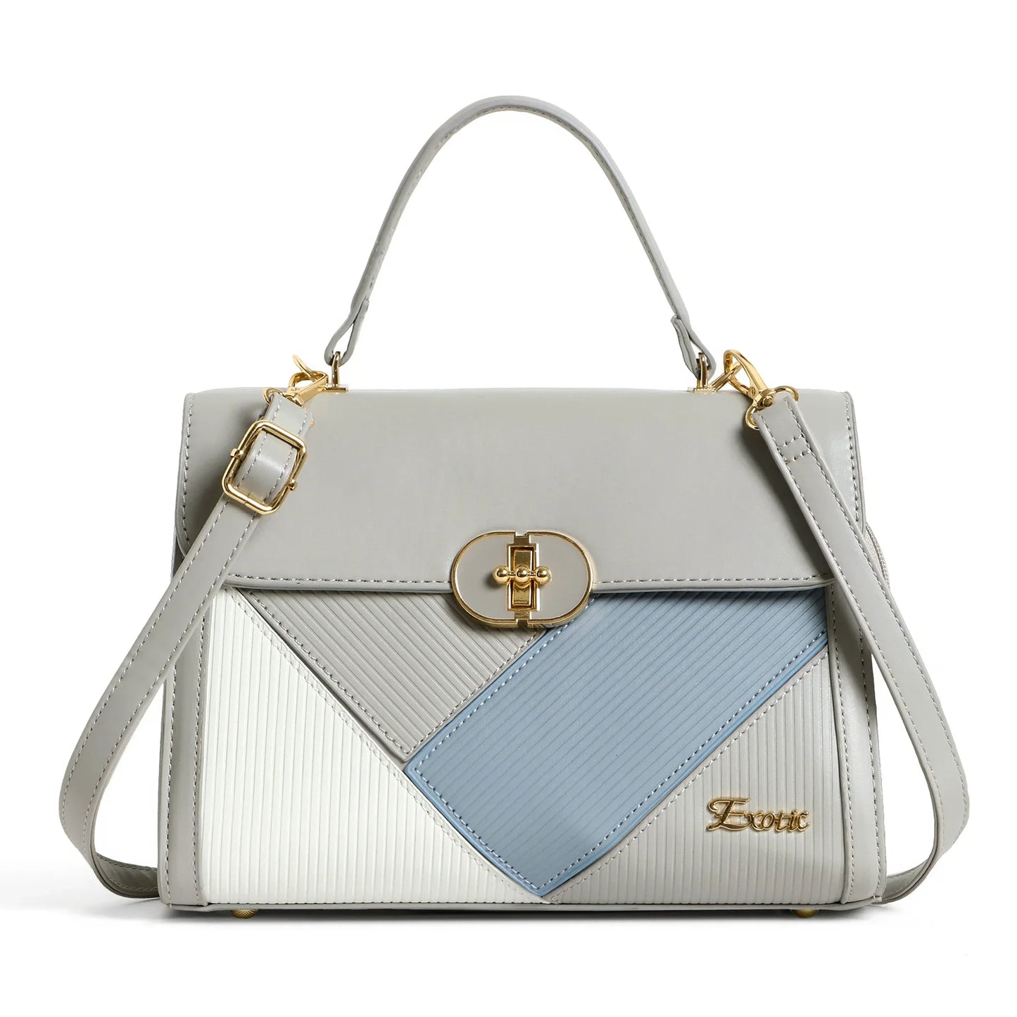 Exotic Elegant Tri-Tone Structured Handbag - exoticstore