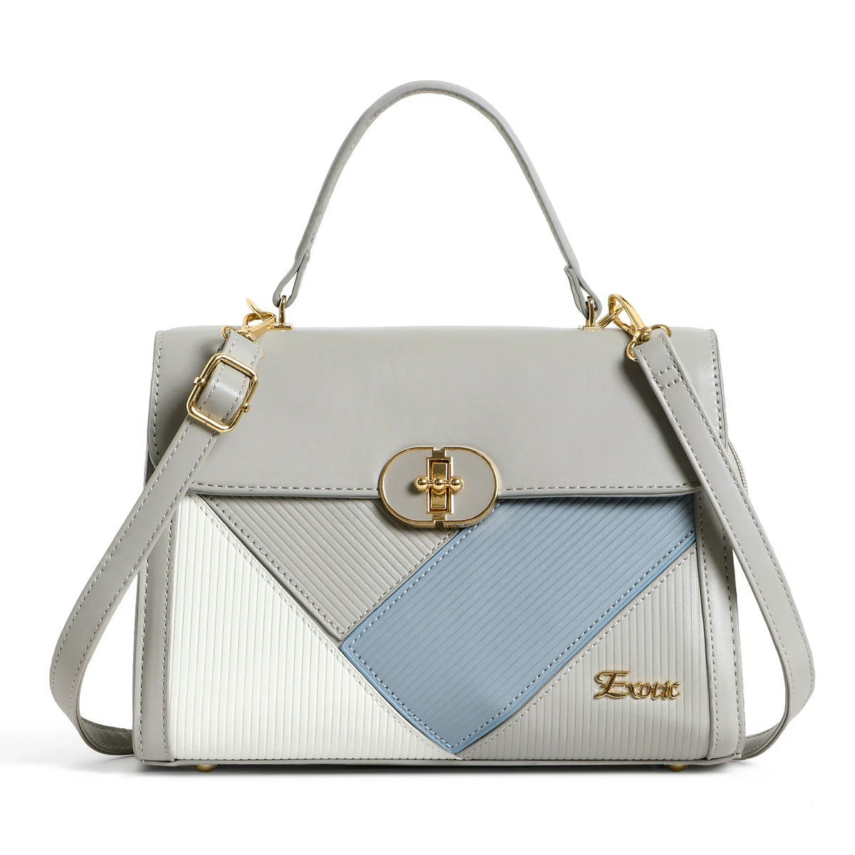 Exotic Elegant Tri-Tone Structured Handbag - exoticstore