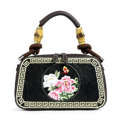 EXOTIC Bloom Embroidered Leather Handbag - exoticstore