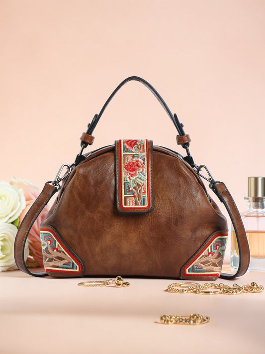Exotic Zenvira Artisan Satchel Bag (Brown)