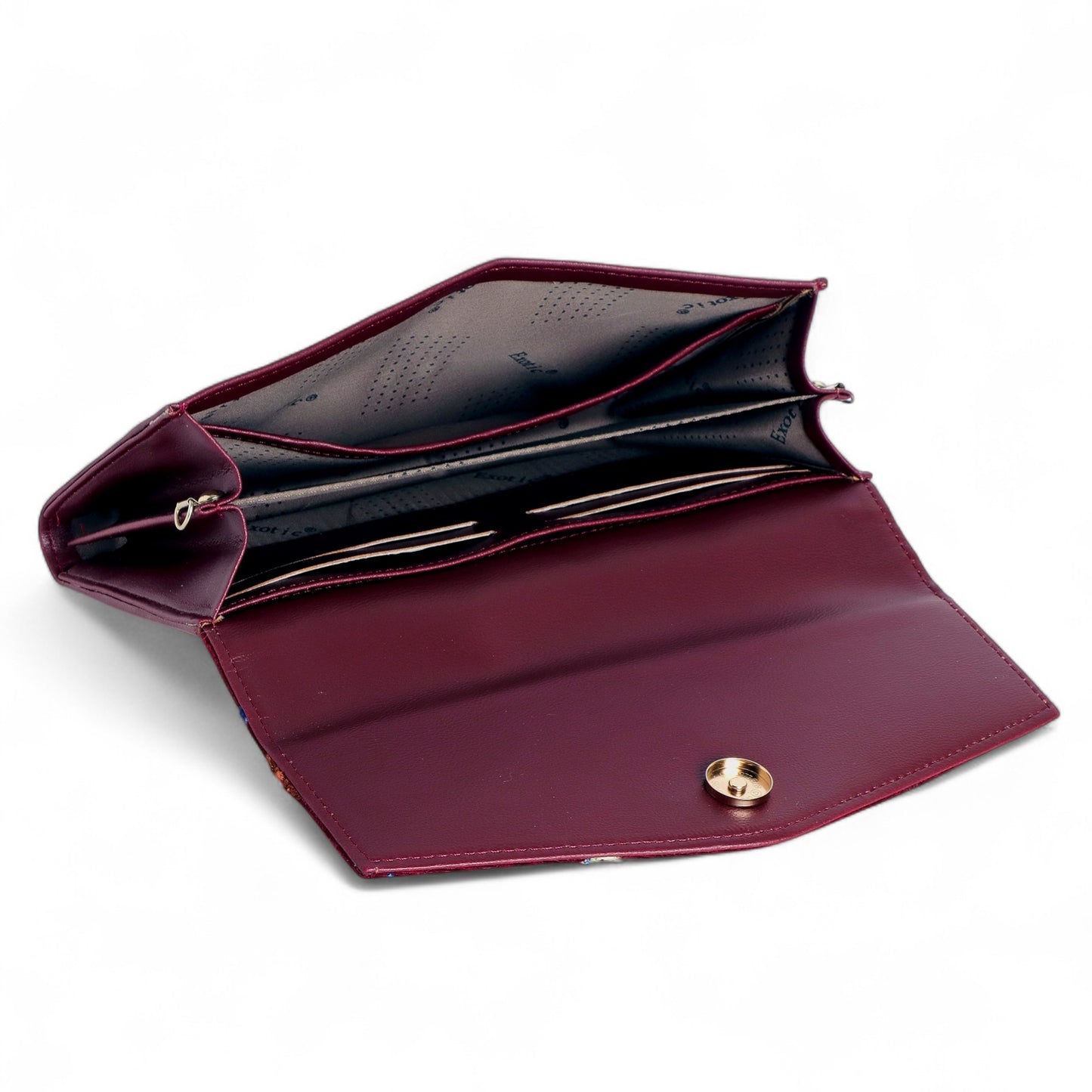 Exotic Women’s Embroidered Floral Wallet Clutch with Detachable Long Strap