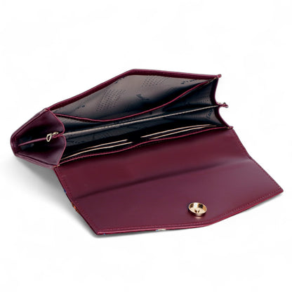 Exotic Women’s Embroidered Floral Wallet Clutch with Detachable Long Strap