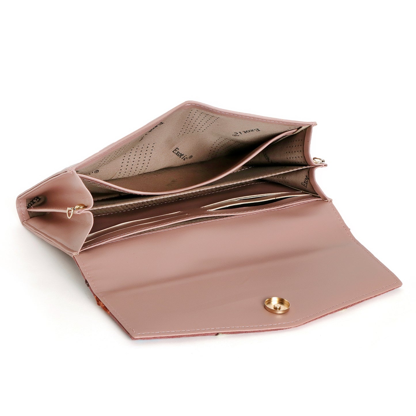 Exotic Women’s Embroidered Floral Wallet Clutch with Detachable Long Strap