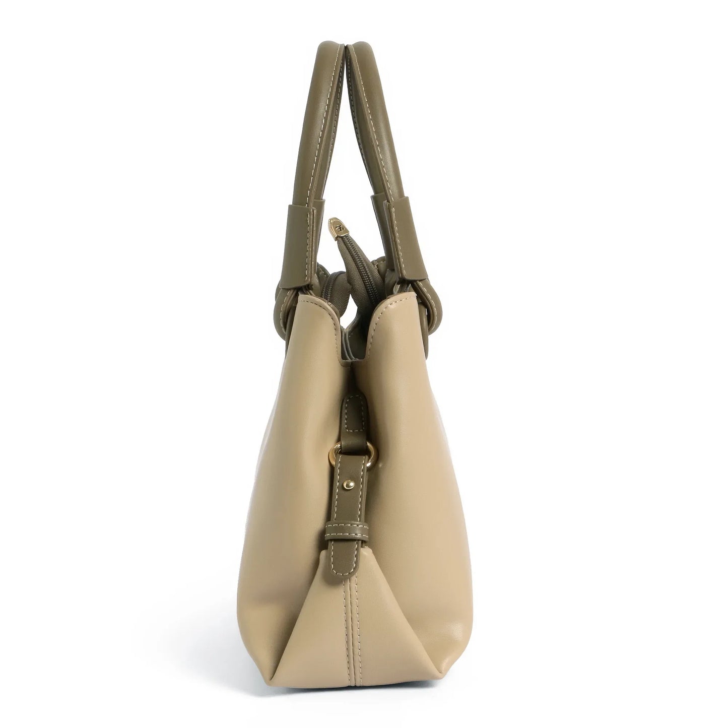 Exotic Premium Two-Tone Handbag | Beige & Olive Green Satchel Bag - exoticstore