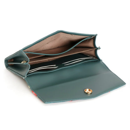 Exotic Women’s Embroidered Floral Wallet Clutch with Detachable Long Strap