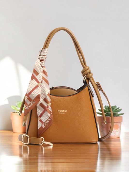 Exotic Elara Knot Hobo Shoulder Bag (Brown)
