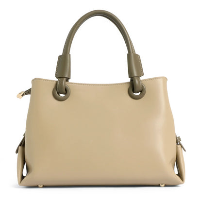 Exotic Premium Two-Tone Handbag | Beige & Olive Green Satchel Bag - exoticstore