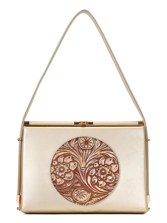 Exotic Aurelia Embossed Clutch for Women (Gold)