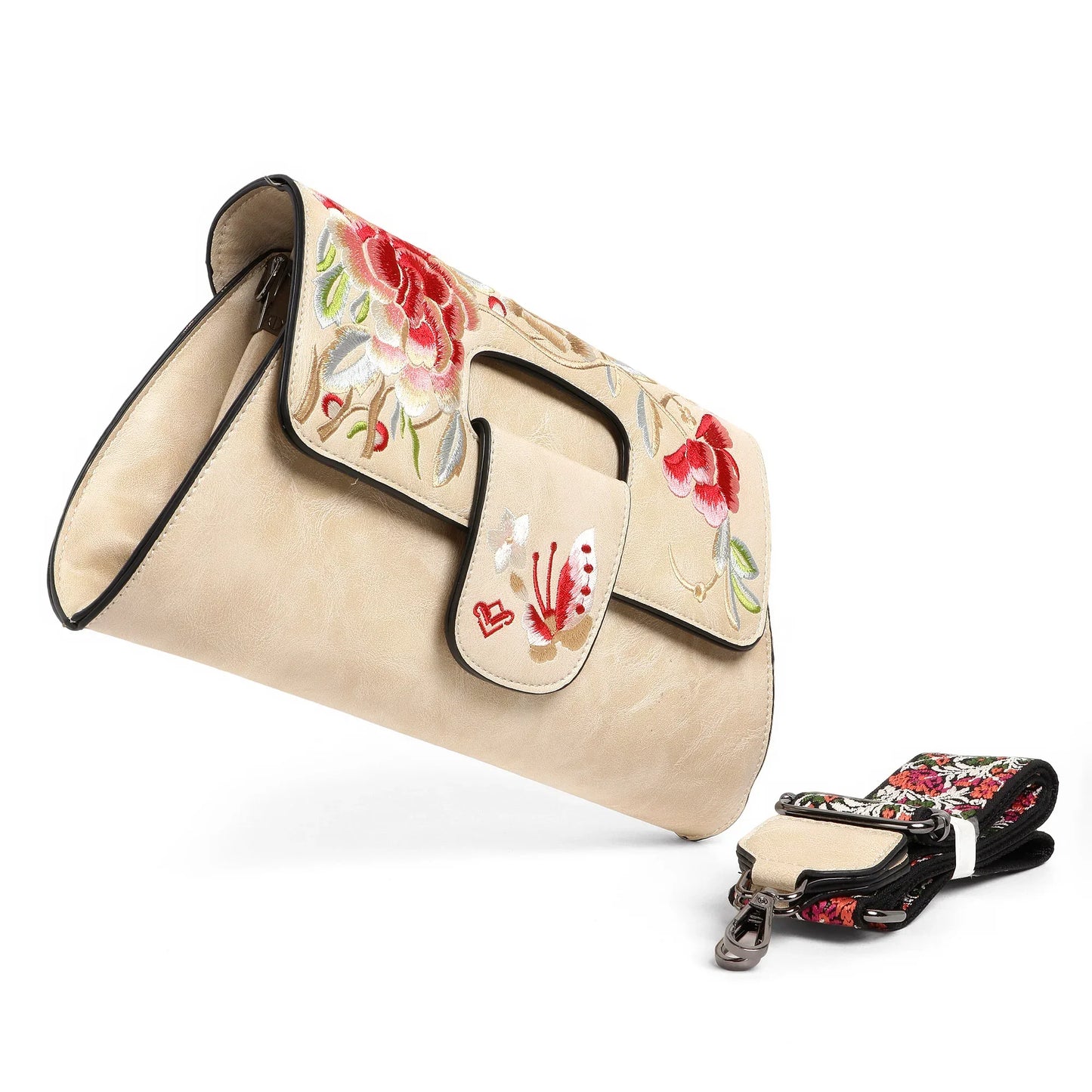 Exotic® Floral Fantasy Embroidered PU Sling Bag - exoticstore