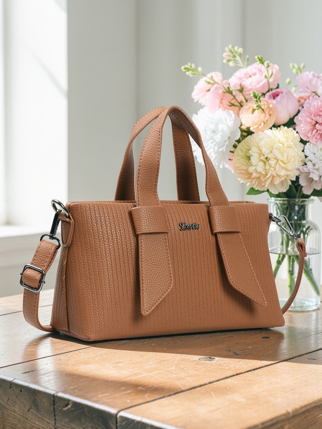 Exotic Valeria Satchel Sling Bag for Women Textured Leatherette Top Handle & Detachable Crossbody Strap