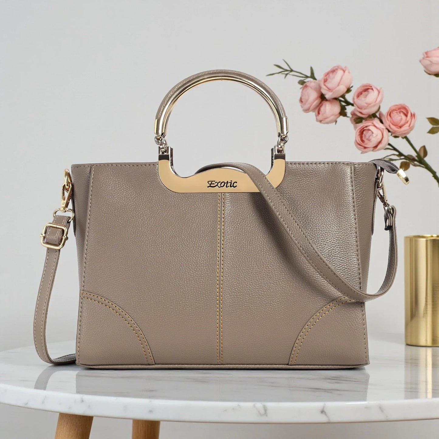 Exotic Signature Gold-Handle Tote - exoticstore