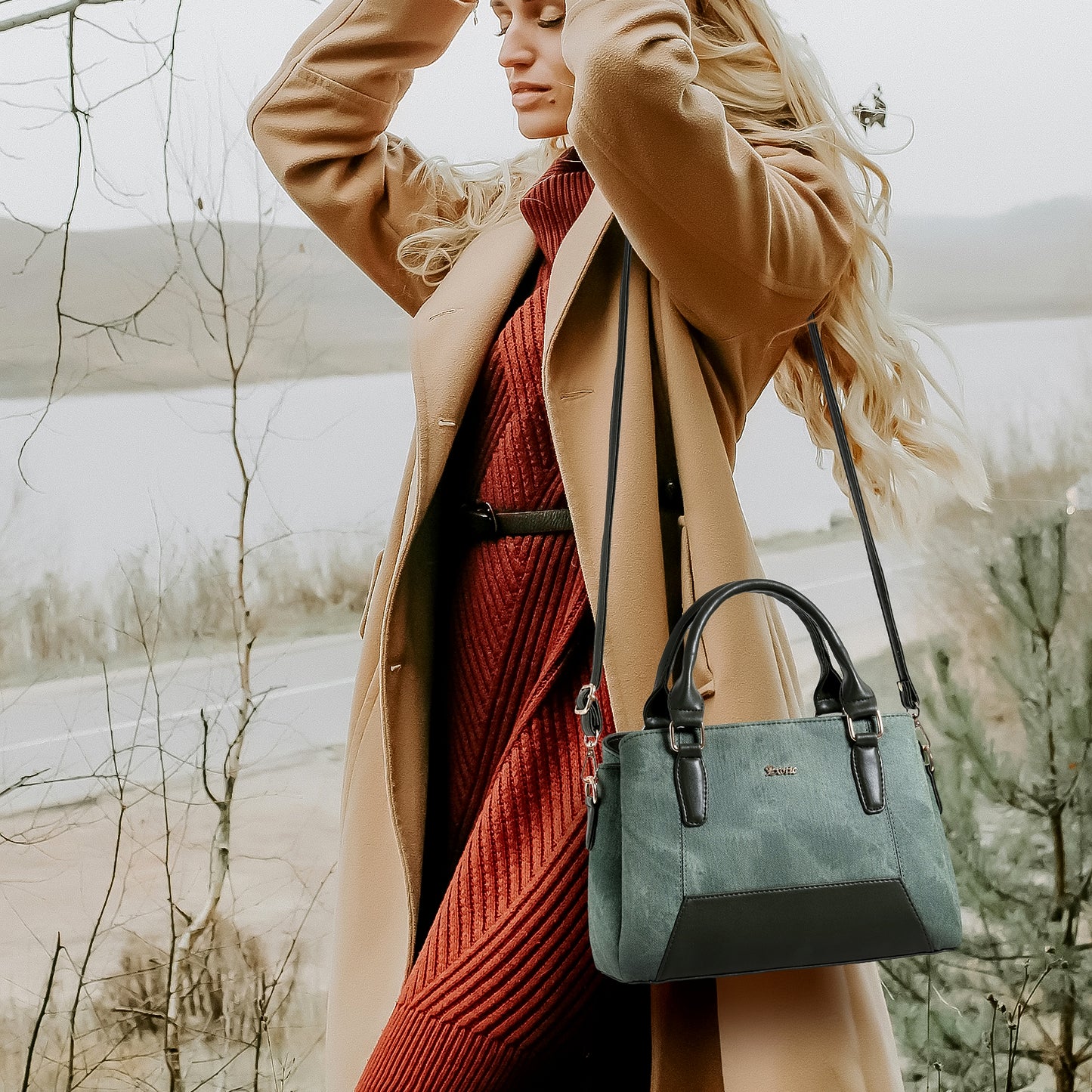 EXOTIC Three section Denim Design, Multipurpose handbag with Shoulder Strap