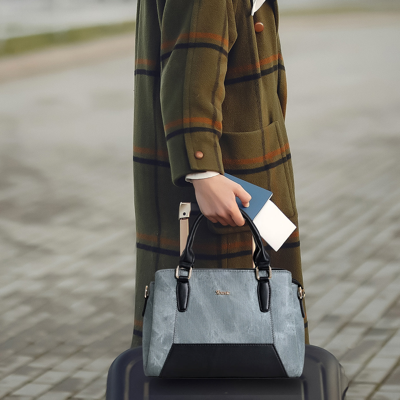 EXOTIC Three section Denim Design, Multipurpose handbag with Shoulder Strap