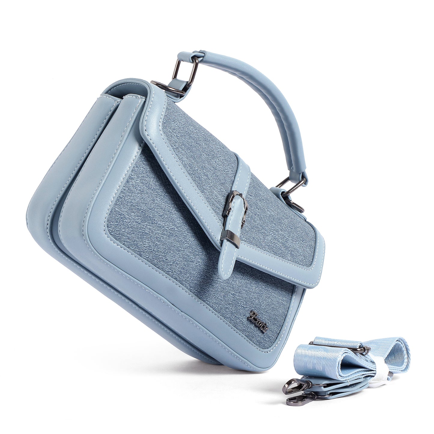 Exotic Denim Textured Cross Body & Handheld Bag