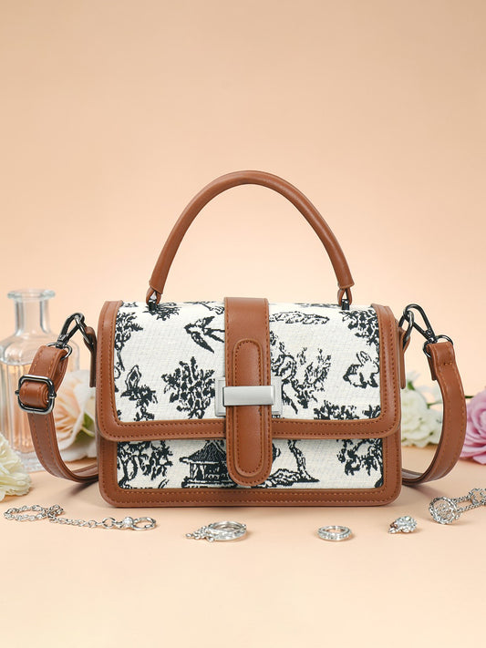 Exotic Rosetta Structured Sling Bag (Brown)