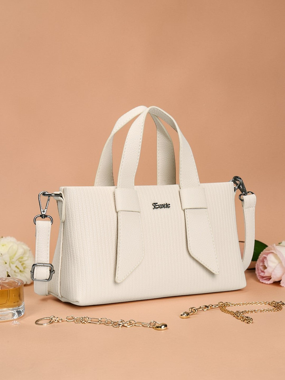 Exotic Valeria Satchel Sling Bag for Women Textured Leatherette Top Handle & Detachable Crossbody Strap