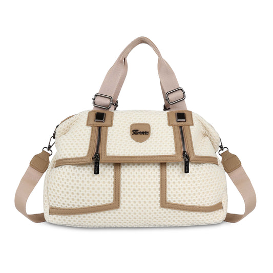 Exotic Premium Mesh Fabric Hand & Sling Bag with Multiple Compartments and Adjustable Strap