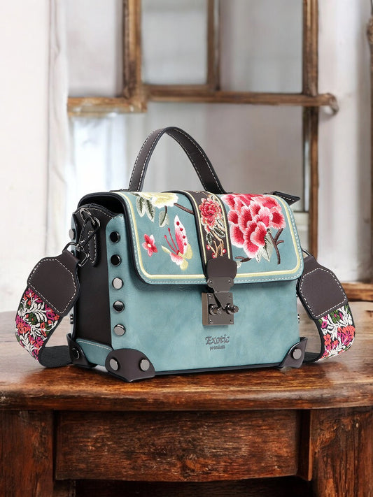 Exotic Embroidery Design Box type Shoulder Sling Bag For Women