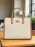 Exotic Structured Executive Oversize Tote/Hand Bag (Beige)