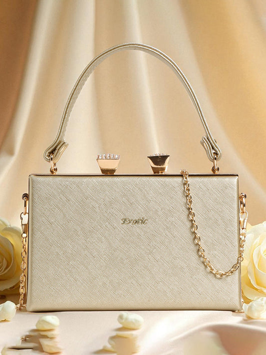 Exotic Premium Convertible Style  Frame Bridal Bag (Gold)