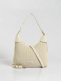 Exotic Elaris Quilted Hobo Shoulder Bag (Beige)