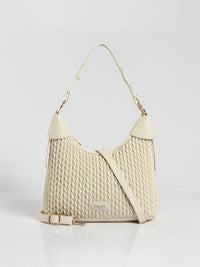Exotic Elaris Quilted Hobo Shoulder Bag (Beige)
