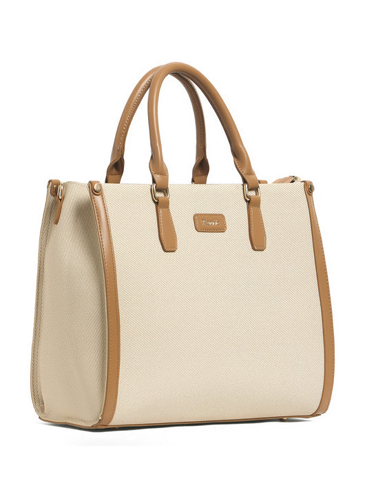 Exotic Structured Executive Oversize Tote/Hand Bag (Beige)