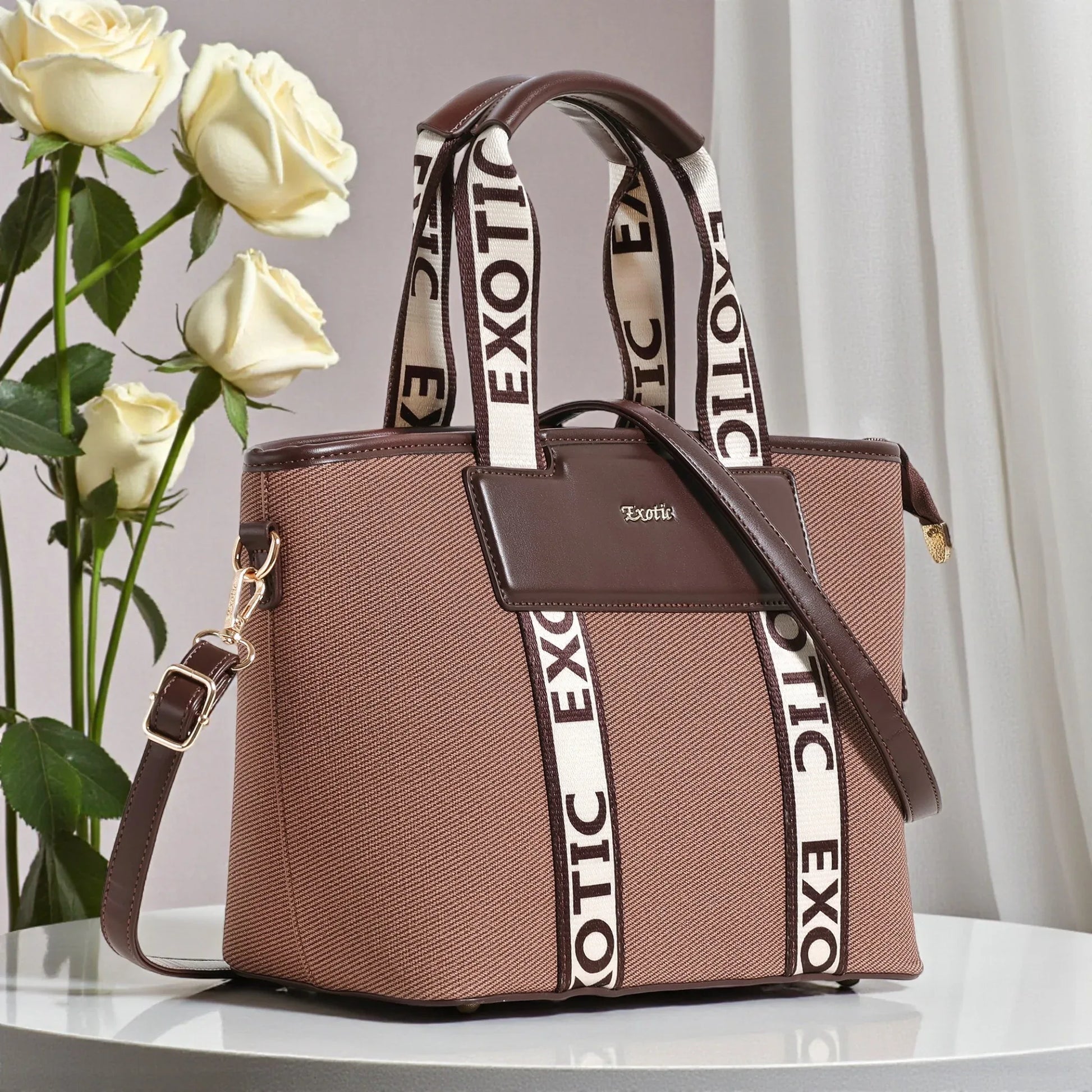 Exotic Premium Logo-Strap Women’s Tote Handbag - exoticstore