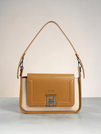 Exotic Ravelle Structured Shoulder Bag for Women (Tan)