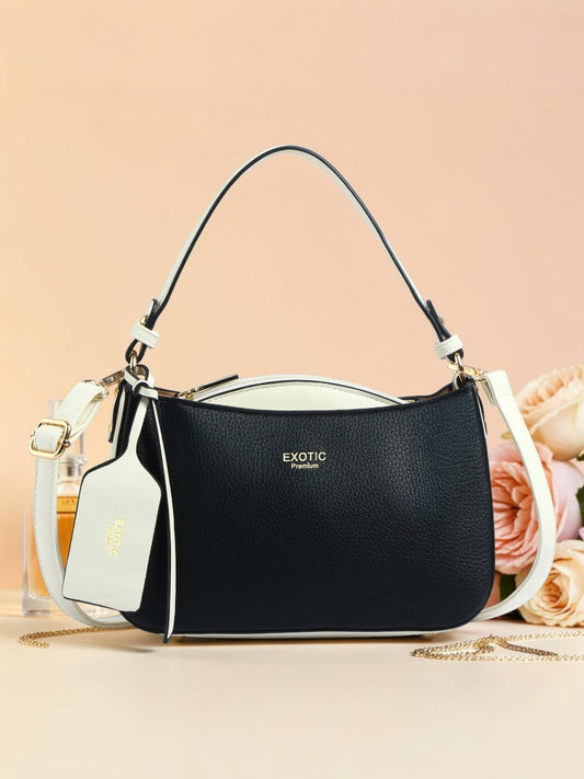 Exotic Premium Azure Curve Shoulder Bag (Black)