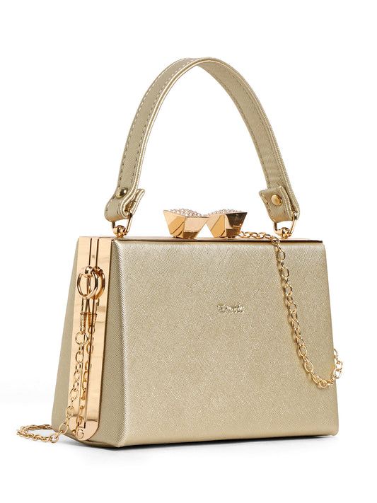 Exotic Premium Convertible Style  Frame Bridal Bag (Gold)