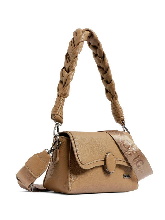 Exotic Unique Shape Texture Design Flap Sling Bag (Brown)