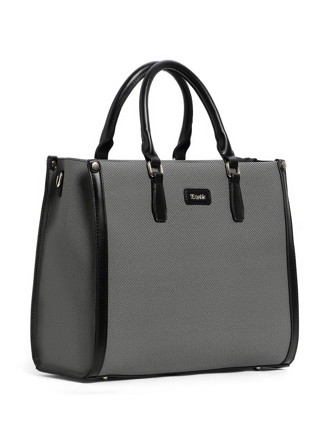 Exotic Structured Executive Oversize Tote/Hand Bag (Black)