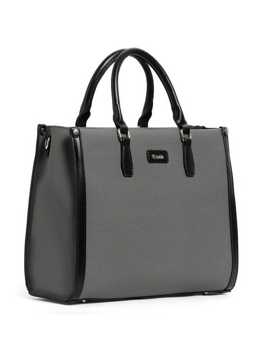 Exotic Structured Executive Oversize Tote/Hand Bag (Black)