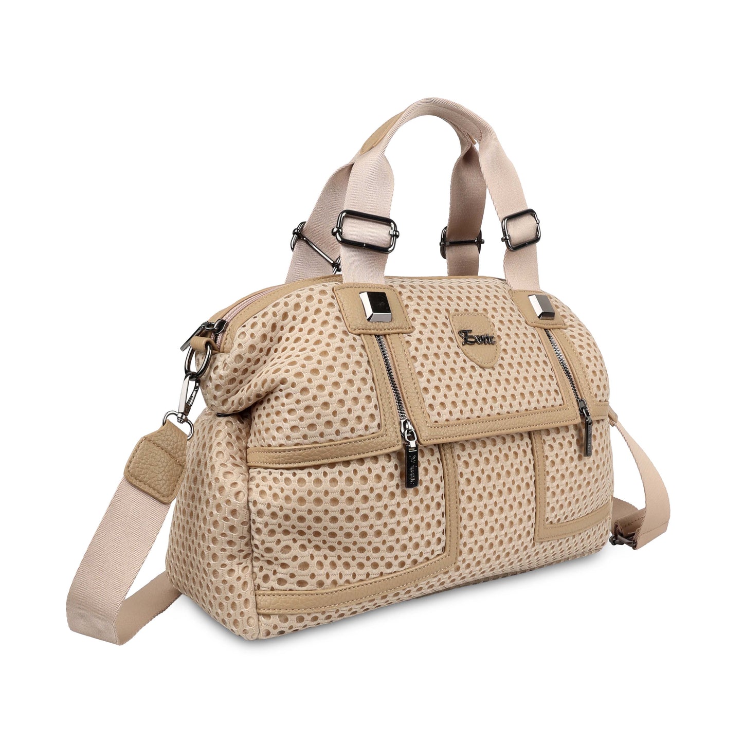 Exotic Premium Mesh Fabric Hand & Sling Bag with Multiple Compartments and Adjustable Strap