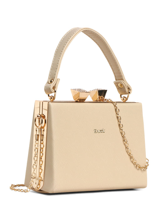 Exotic Premium Convertible Style  Frame Bridal Bag (Beige)