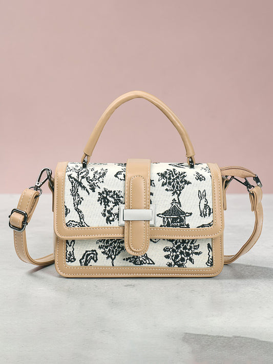 Exotic Rosetta Structured Sling Bag (Khaki)