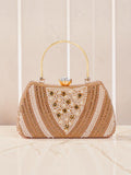 EXOTIC Studded Embroidered Party Clutch Intricate Beaded & Floral Embroidery - EXOTIC Studded Embroidered Party Clutch Intricate Beaded & Floral Embroidery