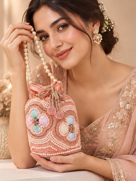 EXOTIC Zunaira Pearl Embellished Potli Bag for Women