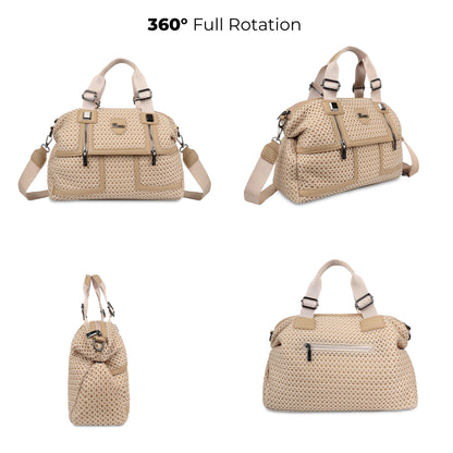 Exotic Premium Mesh Fabric Hand & Sling Bag with Multiple Compartments and Adjustable Strap