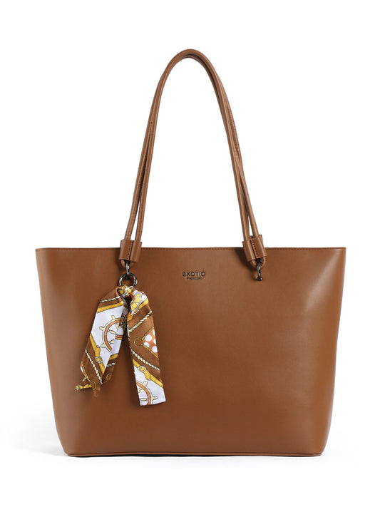 Exotic Celeste Structured Laptop Tote Bag (Brown)