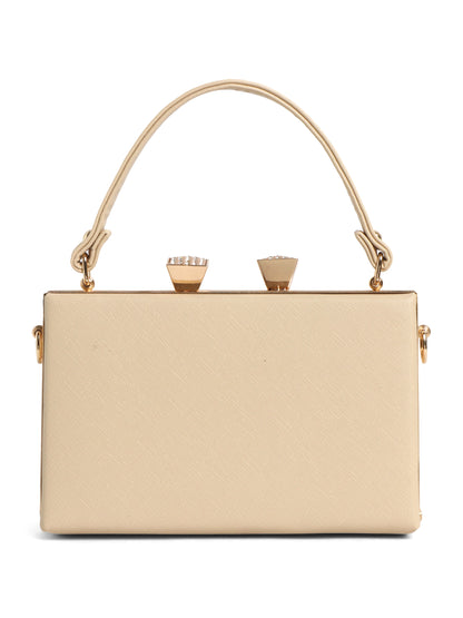Exotic Premium Convertible Style  Frame Bridal Bag (Beige)