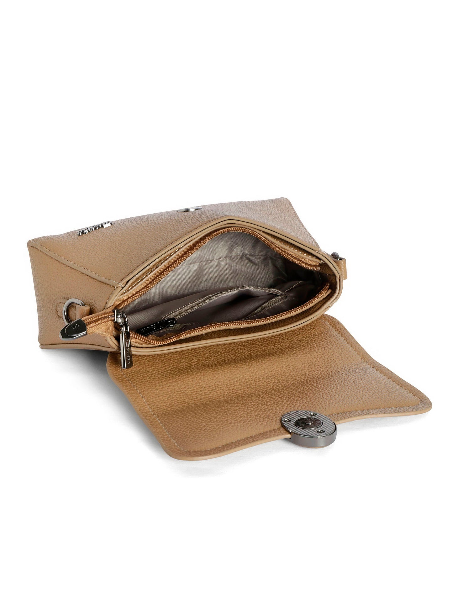 Exotic Unique Shape Texture Design Flap Sling Bag (Brown)
