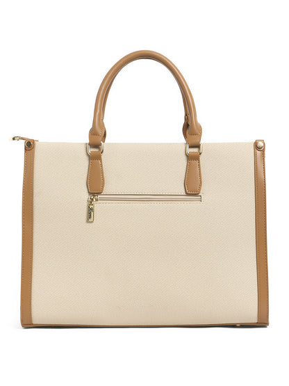 Exotic Structured Executive Oversize Tote/Hand Bag (Beige)