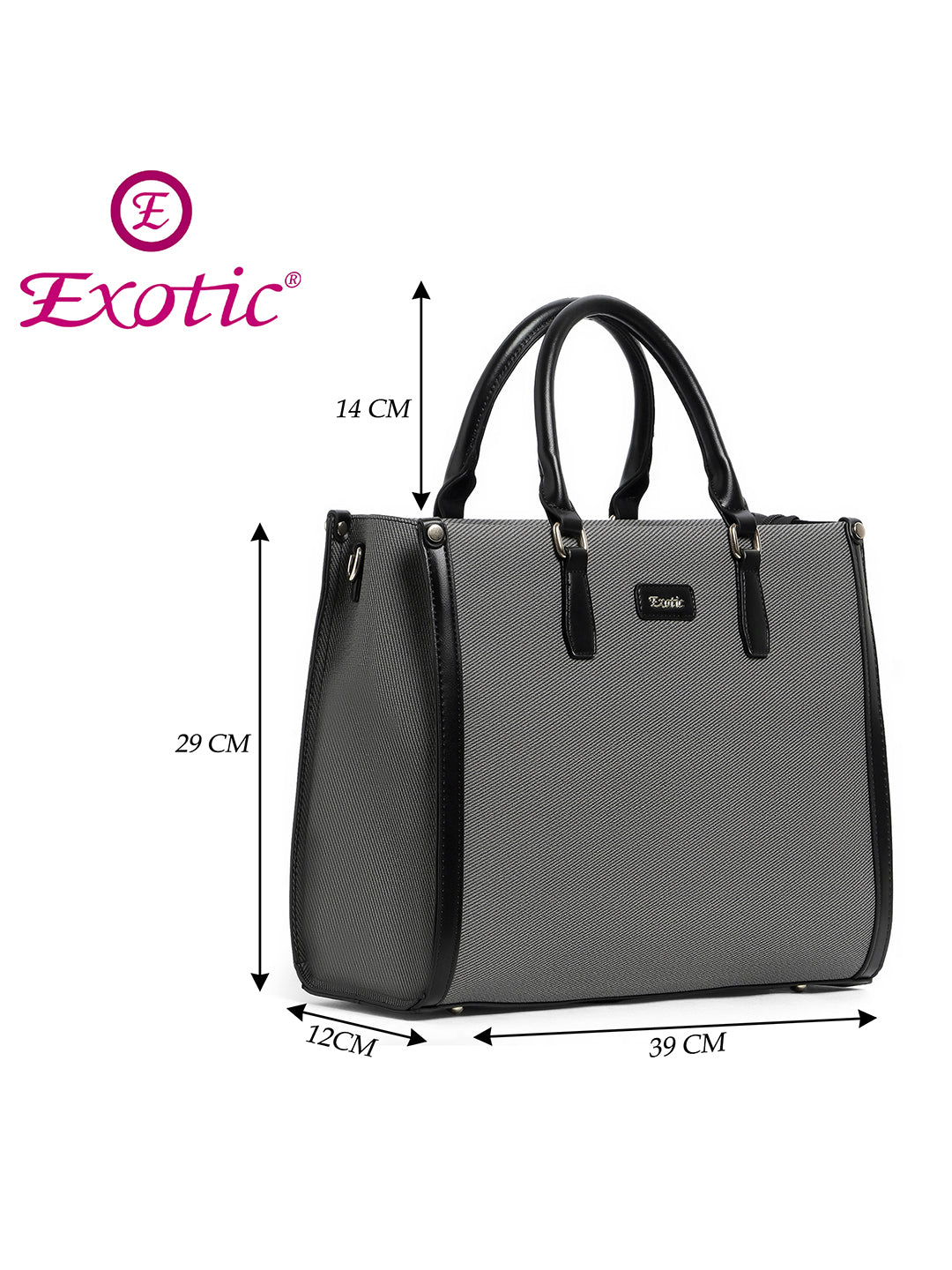 Exotic Structured Executive Oversize Tote/Hand Bag (Black)